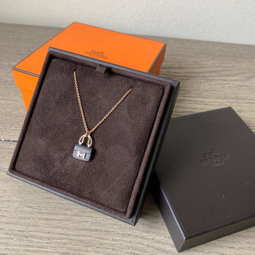Hermes Rose Gold & Jade Constance Pendent